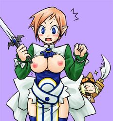 2girls areolae assisted_exposure breasts disgaea embarrassed embarrassed_nude_female enf erect_nipples exposed exposed_breasts exposed_nipples female female_only large_breasts lost_clothes magic_knight_(disgaea) multiple_girls nipples nippon_ichi_software tagme thief thief_(disgaea) torn_clothes