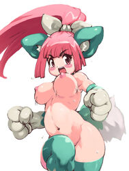 animal_ears breasts cat_ears disgaea monster_girl nekomata nekomata_(disgaea) nipples nippon_ichi_software nude pink_hair ponytail tied_hair yu_3