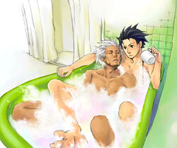 2boys bath godot gyakuten_saiban human male male_only multiple_males naruhodou_ryuuichi shared_bathing tagme yaoi