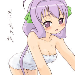 cute magikano maika naked_towel purple_eyes purple_hair solo towel yoshikawa_maika yuuichi_(tareme_paradise)