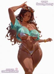 1female 1girl 1girls beautiful big_breasts big_thighs bikini boobs bra breasts brown_hair brown_skin curvy curvy_female ebony female girl grand_theft_auto_vi hips looking_at_viewer naughty_face rockstar_games smile sunglasses sweet_bummy video_games voluptuous