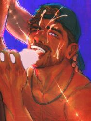 2boys blowjob blowjob_only cap cap_only censored cock cum cum_in_mouth cum_on_face cumming cumming_in_mouth cumming_on_face dick gay gay_sex grand_theft_auto grand_theft_auto_vi hat hat_only jason_(gta) jason_duval jason_duval_(gta_vi) looking_at_viewer male male_only milkbloc penis sucking_dick