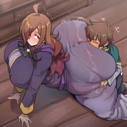 ai_generated big_ass big_breasts fat_ass jojoioiiiii kono_subarashii_sekai_ni_shukufuku_wo! konosuba:_god's_blessing_on_this_wonderful_world! male/female novelai satou_kazuma wiz_(konosuba)