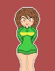 big_ass brown_hair chara female_chara pixel_art red_eyes undertale undertale_(series)