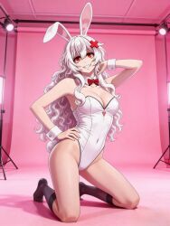 1girls absurd_res ahoge ai_generated ass_focus breasts bubble_butt bunny_ears bunny_girl bunnysuit butt butt_focus clothed erispheria female female_focus female_only goddess hair_ornament hourglass_figure lingerie looking_at_viewer posing_for_picture red_eyes small_breasts smile smiling_at_viewer suggestive_gesture suggestive_look suggestive_pose suggestive_posing suggestive_smile tagme thick_legs twitch vtuber vtuberfanart white_hair wide_hips x_hair_ornament youtube youtube_hispanic