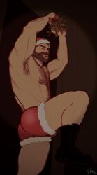 1boy armpit_hair boots call_of_duty captain_price chest_hair christmas christmas_outfit hairy hairy_chest hairy_male john_price male male_only milkbloc santa_costume santa_hat solo solo_focus solo_male