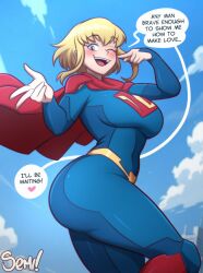 1girls abs abs_visible_through_clothing big_breasts blonde_hair blue_eyes blush breasts character_name clothed clothing color dc dc_comics female female_focus female_only fit fit_female hi_res kara_zor-el kryptonian large_breasts light-skinned_female light_skin muscles muscular muscular_female my_adventures_with_superman nipple_bulge pixie_crop pixie_crop_bangs pixie_crop_female pixie_crop_hair pixie_crop_with_long_locks pixie_cut pixie_cut_bangs pixie_cut_female pixie_cut_hair pixie_cut_with_long_locks semidraws short-haired_female short_hair short_hair_bangs short_hair_with_long_locks signature solo solo_female supergirl supergirl_(my_adventures_with_superman) superman_(series) text thick_thighs