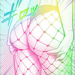 ass close-up fei_teng fishnet_pantyhose limited_palette manga photo_reference rainbow_coloring traced