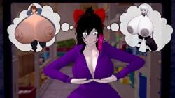 big_breasts breast_envy breasts_out clockwork_(creepypasta) creepypasta huge_breasts koikatsu nina_the_killer pale-skinned_female pale_skin short_hair ultimate_collector walking zero_(creepypasta)