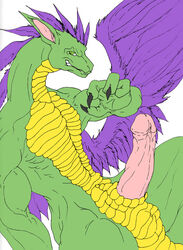 2008 animal_genitalia anthro balls dragon genital_slit green_eyes looking_at_viewer male male_only penis randomdragon slit solo