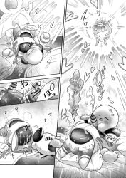 after_sex black_and_white comic comic_page creampie cum cumshot genital_slit kirby kirby_(series) magolor nintendo penis tapering_penis waddling_head