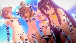 3d 4girls :3 animal_ears armwear aroused bedroom_eyes bell bell_collar big_breasts bikini black_bow blue_eyes blue_sky blush blushing bow breasts brown_hair busty clothing clouds collar cow_bikini cow_ears cow_girl cow_horns cow_print cowbell curvy doki_doki_literature_club ear_tag embarrassed erect_nipples erect_nipples_under_clothes eyelashes fake_animal_ears fake_horns female female_only front-tie_bikini fully_clothed garter_belt garter_straps green_eyes hair_band hair_between_eyes hair_bow hairband hairbow hairclip half-closed_eyes highres horns huge_breasts imminent_sex koikatsu koikatu large_breasts legwear light-skinned_female lingerie lips long_hair looking_at_viewer looking_to_the_side matching_hair/eyes medium_breasts monika_(doki_doki_literature_club) moo_yuri moonika mootsuki mooyori natsuki_(doki_doki_literature_club) navel nipple_outline open_mouth outdoors petite pink_eyes pink_hair ponytail posing pov pov_eye_contact purple_eyes purple_hair sayori_(doki_doki_literature_club) sexually_suggestive shiny_hair short_hair shy size_difference sky small_breasts smile smiling standing stockings swimsuit take_your_pick thick_thighs thighhighs tongue video_game video_games voluptuous white_bow wide_hips witchanon yuri_(doki_doki_literature_club)