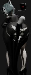1girls 2d 2d_(artwork) ass_focus bent_over black_dress cat_ears cat_girl cat_humanoid cat_tail catgirl deltarune dress female female_focus female_only furry heart heels high_heels loincloth_dress painting_(artwork) solo suggestive symbol_on_ass tail temmie_(undertale) undertale wink winking_at_viewer