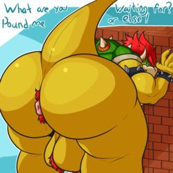 1:1 1boy anus ass backsack balls big_butt bowser english_text huge_butt koopa looking_back male male_only mario_(series) nintendo nude outdoors raised_tail scalie solo super_mario_bros. tail testicles text the_purple_wolf_guy video_games