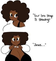 aleena_(daisykitty96) big_breasts bra_strap_is_showing_(meme) daisykitty96 dark-skinned_female huge_breasts