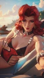 ass bikini black_widow_(marvel) black_widow_(marvel_rivals) breasts looking_at_viewer marvel marvel_rivals official_alternate_costume official_art pov skimpy skimpy_clothes thighs underwear