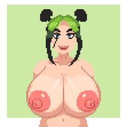 1girls areolae big_boobs big_breasts billie_eilish billie_eilish_(fortnite) breasts_bigger_than_head breasts_out celebrity fortnite fortnite:_battle_royale green_hair naked naked_female nude nude_female pixel_art solo solo_female