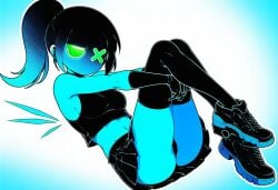 1girl ai_generated alternate_outfit black_body black_skin pinup reddit shadow_girl white_bikini witty_designer witty_designer7316