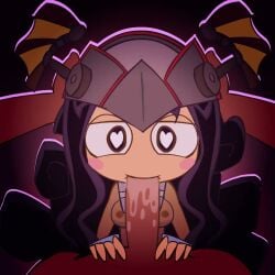 1boy 1girls alternate_hair_color animated avelina_(rayman) black_hair blowjob blowjob_face blowjob_pov blush bouncing_breasts breasts breasts_out curly_hair dark-skinned_male dark_skin deepthroat fellatio hand_on_another's_head heart heart-shaped_pupils helmet horns irrumatio light-skinned_female light_skin long_hair longer_than_30_seconds longer_than_one_minute minus8 music oral partially_clothed partially_clothed_female penis pov rayman_(series) rayman_origins saliva sound straight symbol-shaped_pupils tagme uncensored unseen_male_face video viking