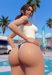 3d 3d_art 3on3freestyle ai_art ai_generated big_ass big_butt black_thong brown_body brown_skin bubble_ass bubble_butt carolina latina latina_female latino mexican mexican_female round_ass round_butt white_tank_top white_topwear