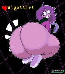 ambiguous_gender ass ass_focus background big_ass big_butt butt butt_focus deltarune nitsuarts non-binary pixel_art purple_hair purple_skin seth_(deltarune)