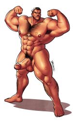 bara big_penis boner cock dick dracowel erection flexing flexing_bicep hairy male male_only marvel marvel_rivals muscular muscular_male penis punisher_(francis_castle) solo