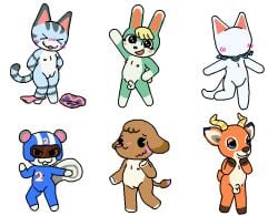 2boys 4girls agent_s_(animal_crossing) animal_crossing anthro balls beau_(animal_crossing) blanca_(animal_crossing) bodysuit breasts ellie_(animal_crossing) embarrassed female furry lolly_(animal_crossing) male nude penis pixelvibri pussy sasha_(animal_crossing) tagme