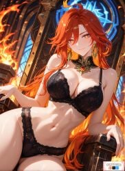 1girls ai_art ai_generated anime anime_girl big_breasts character_design digital_art fanart female genshin_impact hoyoverse mavuika_(genshin_impact) red_hair sexy_girl solo yumeyasha
