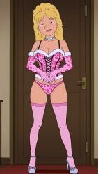 ai_generated corset gloves high_heels king_of_the_hill luanne_platter panties stockings thighs