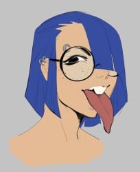 buckteeth femcel_(vongrauenhausen) freckles glasses long_tongue vongrauenhausen