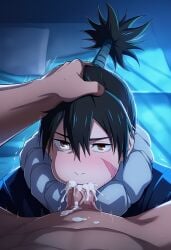 ai_generated blowjob cum cum_in_mouth jujutsu_kaisen kokichi_muta mechamaru sucking_penis yaoi