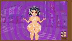 1girls 2d artist_request covered_in_cum cum dripping game_cg himecut nude pixel_art solo_female tongue_out voluptuous