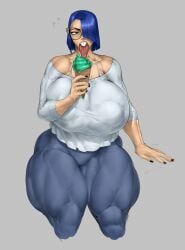buckteeth femcel_(vongrauenhausen) glasses huge_areolae huge_breasts long_tongue thick_thighs vongrauenhausen