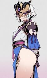 1boy ai_generated chastity_cage chastity_device fate/grand_order fate_(series) gao_changgong_(fate) male male_only man mask rcos solo solo_focus solo_male twink yaoi