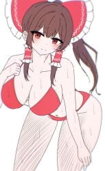 1girls bikini breasts long_hair mikan7f reimu_hakurei swimsuit tagme touhou
