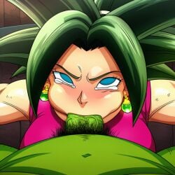 ai_generated deepthroat dragon_ball eyes_rolled_back face_focus female kefla male mouthful oral orc_male penis penis_in_mouth pov pubic_hair tears