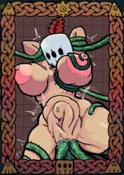 breast_squeeze completely_nude defeat defeated defeated_heroine game_cg helmet naked nude rape raped_by_enemy raped_by_monster raped_female restrained some_heroines_climb_up_a_tower_to_ask_god_why_the_game_has_a_name_that's_so_long stomach_bulge swordswoman_(heroine_tower) tentacle tentacle_sex