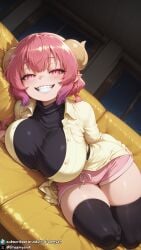 1girls ai_generated big_breasts breasts clenched_teeth clothed clothed_female curvy curvy_body curvy_female dragon_girl dragon_horns dragon_maid dreamyan_ai female female_focus female_only hi_res high_quality high_resolution highres horns huge_breasts ilulu_(dragon_maid) kobayashi-san_chi_no_maidragon large_breasts looking_at_viewer lying lying_on_side on_side pink_eyes pink_hair seductive seductive_eyes seductive_look seductive_mouth seductive_pose seductive_smile sharp_teeth short_hair shorts shortstack smile smiling solo solo_female solo_focus thick_ass thick_thighs thighhighs thighs uncensored
