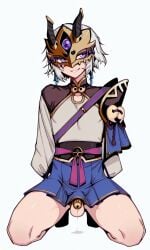 1boy ai_generated chastity_cage chastity_device fate/grand_order fate_(series) femboy gao_changgong_(fate) male male_only man mask otoko_no_ko otokonoko rcos solo solo_focus solo_male twink yaoi