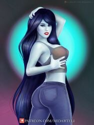 1girls adventure_time ass big_ass big_breasts black_hair breasts cartoon_network female female_only jeans marceline midarteli pale-skinned_female pale_skin solo tank_top