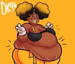 1girl bbw belly big_belly big_breasts breasts chubby chubby_female daisykitty96 dark-skinned_female female huge_belly melody_(daisykitty96)
