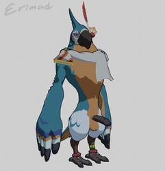 3d avian bird blender_(software) breath_of_the_wild cel_shading erimad humanoid_penis kass_(zelda) male male_only nintendo parrot penis rito simple_background the_legend_of_zelda video_games