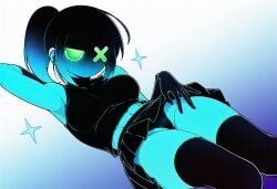 1girl ai_generated alternate_outfit black_body black_skin pinup reddit shadow_girl white_bikini witty_designer witty_designer7316