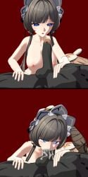 3d aisloppytoppy blowjob cum cum_in_mouth dark-skinned_male face_fucking facefuck fellatio genshin_impact hilichurls_(species) interracial interracial_sex interspecies interspecies_sex light-skinned_female sandrone_(genshin_impact) self_upload