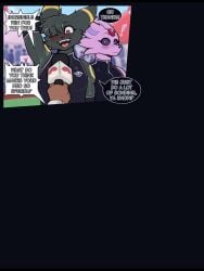 anal anal_sex anus ass balls black_body blush comic dialogue eeveelution english_text erection espeon exclamation_point french_kissing generation_2_pokemon genitals glans glistening hi_res kissing male male/male male_penetrated male_penetrating monotone_body multicolored_body nintendo one_eye_closed oro97 penetration penile penile_penetration penis penis_in_ass pokemon pokemon_(species) purple_sclera red_eyes sex speech_bubble tagme tail text tongue tongue_out tophat_turtle umbreon video voice_acted