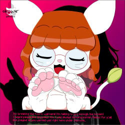 1girl 1girls artist_logo chibi dialogue digital_art digital_drawing_(artwork) feet feet_fetish feet_focus feet_together female female_only femdom foot foot_fetish foot_focus fourth_wall_broken furry furry_female glasses glitchycat_(artist) looking_at_viewer oc original_character paws red_eyes red_hair smelly smelly_feet solo solo_female solo_focus talking talking_to_viewer toes toes_spread
