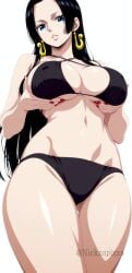 1girls ai_generated black_bikini black_hair boa_hancock nicknopizza