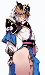 1boy ai_generated chastity_cage chastity_device fate/grand_order fate_(series) femboy gao_changgong_(fate) male male_only man mask otoko_no_ko otokonoko rcos solo solo_focus solo_male twink yaoi