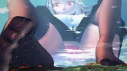barefoot breast_growth chiaki_(blue_archive) destruction giantess giantess_growth lajest pantyhose skirt tagme video white_shirt