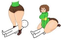 brown_hair chara female_chara pixel_art red_eyes undertale undertale_(series)
